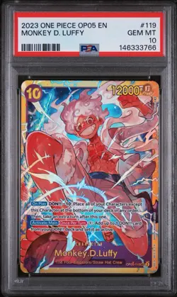 2023 ONE PIECE OP05 EN MONKEY D LUFFY SECRET #119 PSA 10 GEM MINT - Image 1