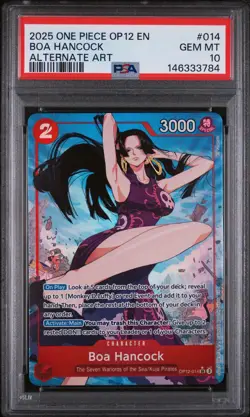 2025 ONE PIECE OP12 EN BOA HANCOCK ALT ART #014 PSA 10 GEM MINT - Image 1