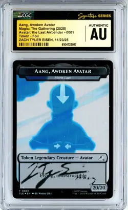 CGC Authentic Signed Zach Tyler Eisen Aang, Awoken Avatar Token ATLA 0001 Foil - Image 1