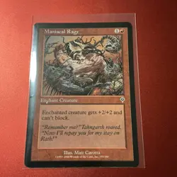 Maniacal Rage - Invasion - LP - MTG Magic - Common - Enchant Creature - Image 1