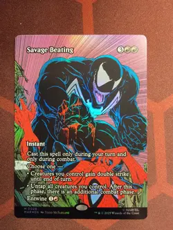 MTG Savage Beating (Borderless FOIL) - Marvel Eternal-Legal (MAR) M #0026 - Image 1