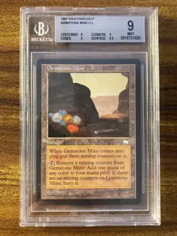 MTG✨GEMSTONE MINE ✨Weatherlight BGS Quad 9’s+ MINT Uncommon LAND 1997 BROM Art - Image 1
