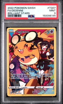 PSA 9 Dedenne Full ART FA/TG07 Brilliant Stars Pokemon Card Trainer Gallery - Image 1
