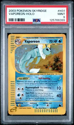 2003 POKEMON SKYRIDGE #H31 VAPOREON-HOLO PSA 9 - Image 1