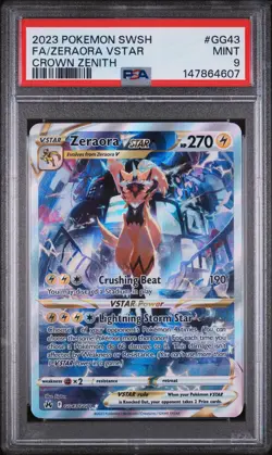 2023 POKEMON SWORD & SHIELD CROWN ZENITH #GG43 FULL ART/ZERAORA VSTAR PSA 9 - Image 1
