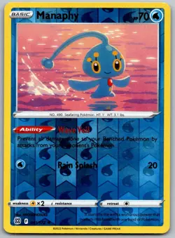 Manaphy 041/172 Rare Brilliant Stars Pokemon Reverse Holo Near Mint - Image 1