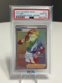 2020 Pokemon Sword & Shield #077 Fa/Kabu Champion'S Path-Secret PSA 10 - Image 1