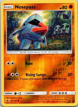 Nosepass 69/145 Guardians Rising Pokemon TCG Reverse Holo C NM - Image 1