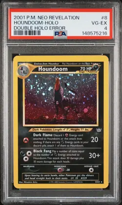 2001 POKEMON NEO REVELATION DOUBLE HOLO ERR #8 HOUNDOOM-HOLO PSA 4 - Image 1