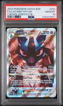 2023 POKEMON SWSH BLACK STAR PROMO #291 FULL ART/LUCARIO VSTAR PSA 10 - Image 1