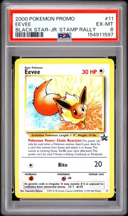 2000 POKEMON PROMO BLACK STAR JR. STAMP RALLY #11 EEVEE PSA 6 - Image 1