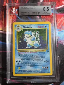 BGS 8.5 Pokemon Blastoise Base Set 2 Unlimited 2/130 Holo Unlimited Rare*SWIRL* - Image 1