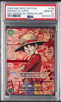 2025 ONE PIECE OP13-CARRYING ON HIS WILL #118 MONKEY D. LUFFY PSA 10 - Image 1