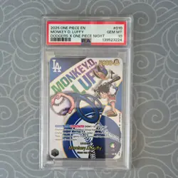 2025 ONE PIECE MONKEY D. LUFFY DODGERS X PROMS #010 PSA 10 (SLAB MINT CONDITION) - Image 1