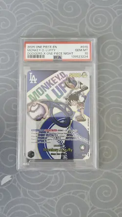 2025 ONE PIECE MONKEY D. LUFFY DODGERS X PROMS #010 PSA 10 (SLAB MINT CONDITION) - Image 2