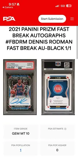 Dennis Rodman (w/ Larry Bird) PSA 10 FB Black Prizm 2021 One Of One Auto 1/1 🏀 - Image 5