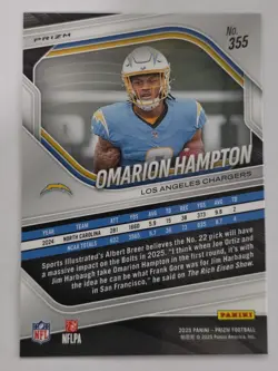 2025 Panini Prizm - Rookies Omarion Hampton #355 White Disco Prizm (RC) - Image 2