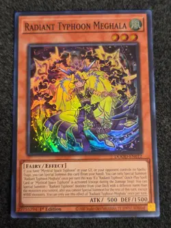 Yugioh Radiant Typhoon Meghala DOOD-EN012 1st Edition Super Rare NM In Hand - Image 1