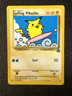 Pokemon Card - Surfing Pikachu WoTC Black Star Promo 28 Promo (LP) - Image 1