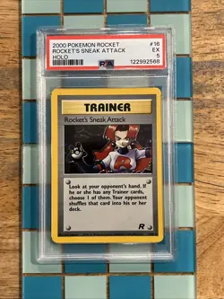 GRADED PSA 5 2000 Pokemon Rocket Rocket’s Sneak Attack Holo #16 - Image 1