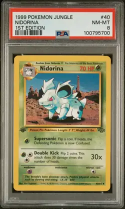 PSA 8 NM/MT 1999 POKEMON JUNGLE NIDORINA #40 1ST EDITION ENGLISH - Image 1