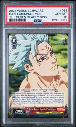 PSA 10 WEISS SCHWARZ 7 DEADLY SINS 7DS #054 BAN FOR A SPECIAL SOMEONE POP 3 - Image 1