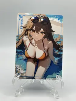 Amber SSR-13 Beach Illustration Reluctant Card Set Genshin Impact - Image 1