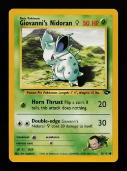 Giovanni's Nidoran F 75/132 Unlimited Common Gym Challenge Pokemon Cards - Image 1