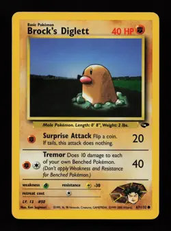 Brock's Diglett 67/132 Unlimited Common Gym Challenge Pokemon Cards - Image 1