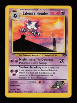 Sabrina's Haunter 55/132 Unlimited Uncommon Gym Challenge Pokemon Cards - Image 1