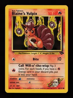 Blaine's Vulpix 66/132 Unlimited Common Gym Challenge Pokemon Cards - Image 1