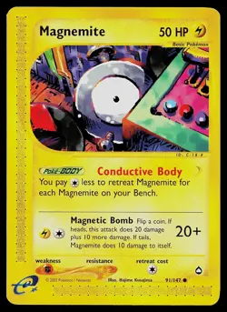 Pokemon Card - Magnemite Aquapolis 91 Common - Image 1