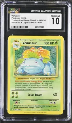CGC 10 Venusaur 003/034 CLV Trading Card Game Classic Deck Pokemon Gem Mint - Image 1