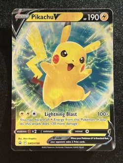 Pikachu V Sword & Shield Black Star Promo Holo Pokemon TCG NM #SWSH198 - Image 1