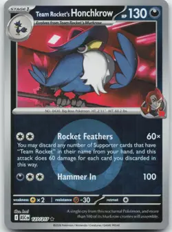 Team Rocket's Honchkrow (Energy Symbol Pattern) 127/217 Ascended Heroes Pokemon - Image 1