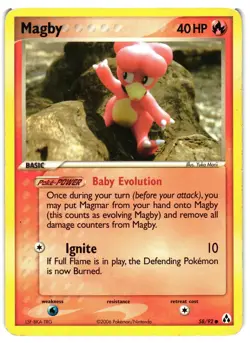 Pokemon TCG Magby 58/92 Common Legend Maker DMG - Image 1