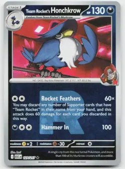 Team Rocket's Honchkrow (Team Rocket) 127/217 Asc Heroes Pokemon Reverse Holo NM - Image 1