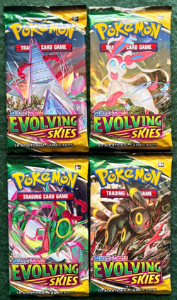 NEW Sealed Evolving Skies Pokemon TCG Booster Packs Complete Art Set (4 Packs) - Image 1