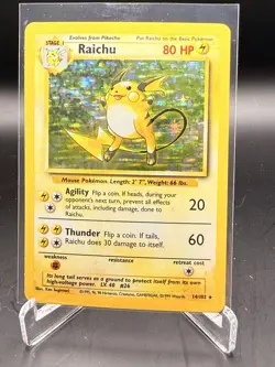 Pokemon TCG Raichu Holo 014/102 Base Set LP – Vintage WOTC 1999 - Image 1