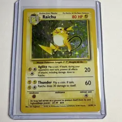 Raichu 14/102 Holo Rare Base Set Unlimited Heavy Played - Image 1
