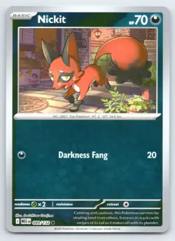 Pokemon Nickit ME01: Mega Evolution MEG Reverse Holo 089/132 NM - Image 1