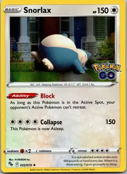 Snorlax Holo C-1 Rare Pokemon GO 055/078 NM - Image 1