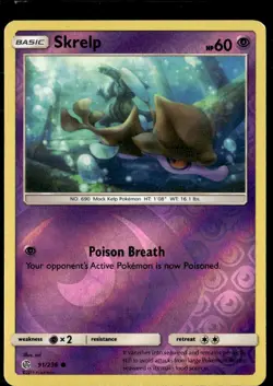 Pokemon Skrelp 91/236 Cosmic Eclipse Reverse Holo Common 2 Card Lot - Image 1
