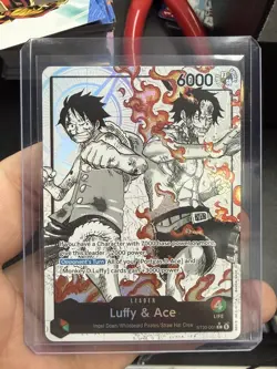 Bandai One Piece Card Game Luffy & Ace Leader Alt Art Holo ST30-001 6000 EN - Image 1