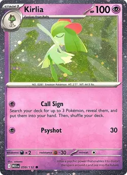 Kirlia (Cosmos Holo) 059/132 Common Pokemon Miscellaneous Cards & Products NM - Image 1