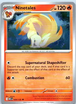 Ninetales 020/132 Uncommon Mega Evolution Pokemon Near Mint - Image 1