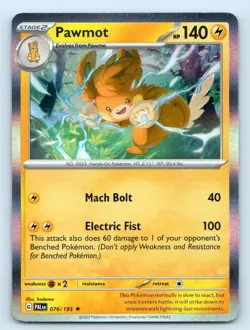 Pawmot 076/193 Rare Paldea Evolved Pokemon Holo Near Mint - Image 1
