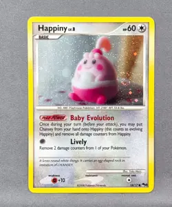 LP+ Holo Happiny 14/17 POP Series 8 Pokemon 2008 Yuka Morii Prominent Swirl - Image 1