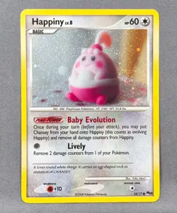 LP+ Holo Happiny 14/17 POP Series 8 Pokemon 2008 Yuka Morii Prominent Swirl - Image 2