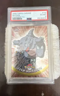 2000 Topps Chrome Rhydon Pokemon TV #112 PSA 6 - Image 1